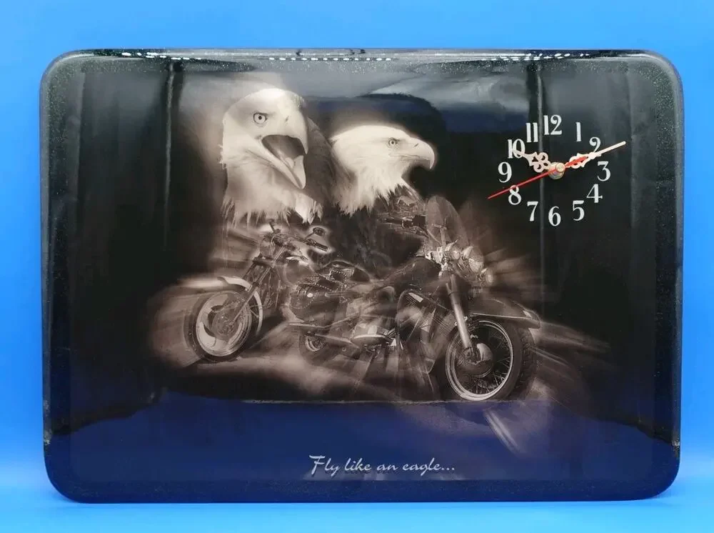 Bald Eagle Motorcycle Wall Clock 